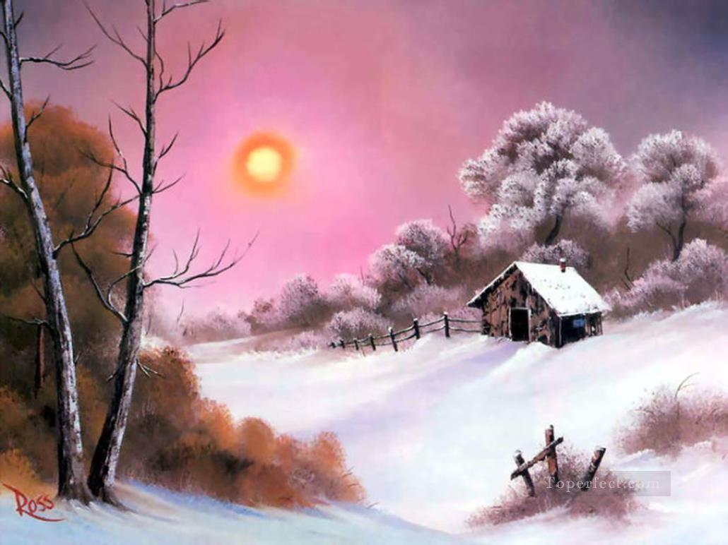 Pink Sunset in Winter BR Landscape Oil Paintings